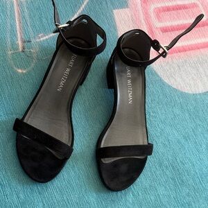 Stuart Weitzman Black Ankle Strap Heels